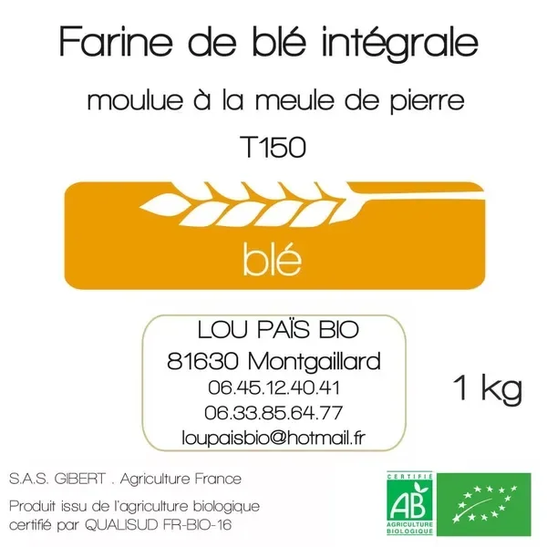 Étiquette Farine de blé T150 — Lou Païs Bio