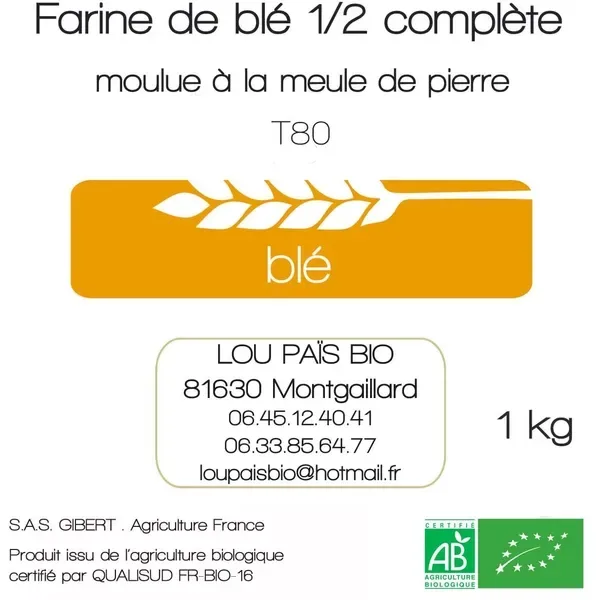 Étiquette Farine de blé T80 — Lou Païs Bio