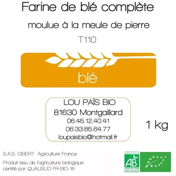 Étiquette Farine de blé T110 — Lou Païs Bio