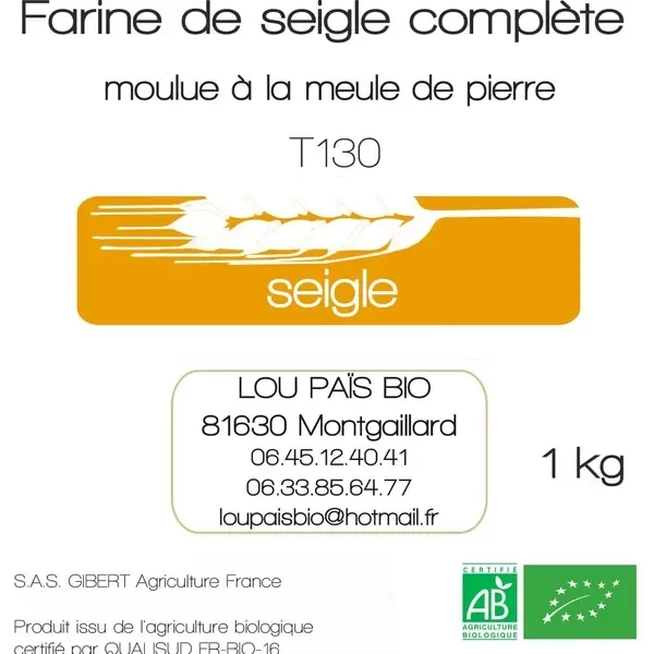 Étiquette Farine de seigle T130 — Lou Païs Bio